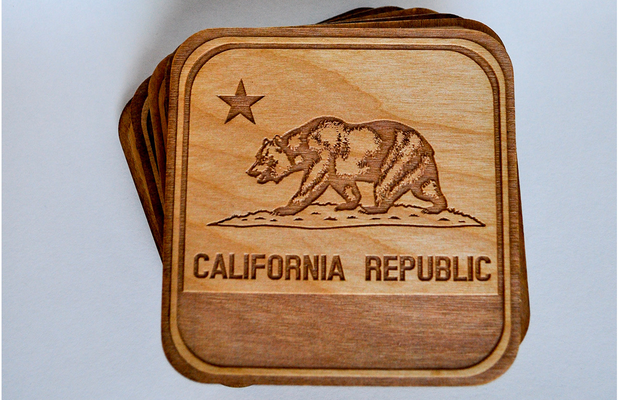 Laser etched drink coasters